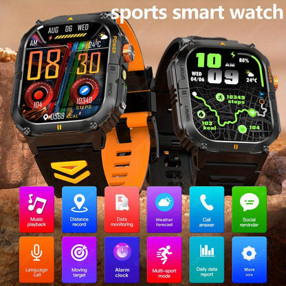 COIUSOR Men'S Outdoor Sports Smart Watch, Wireless Calling Smart Watch, 2.01-Inch HD Full Touch Screen, 1000 Mah Large Battery for Long-Lasting Use, Multiple Sports Modes, Alarm Clock, Pedometer, Calendar, Men'S Smart Watch