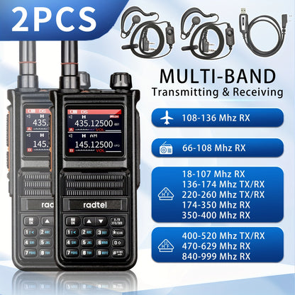 Radtel RT-470X JC-8810 Tri-Band Radio Walkie Talkies 256CH Aviation Air Band Two Way Radio NOAA Marine Long Range Handheld Transceiver USB-C, Wireless Copy Frequency