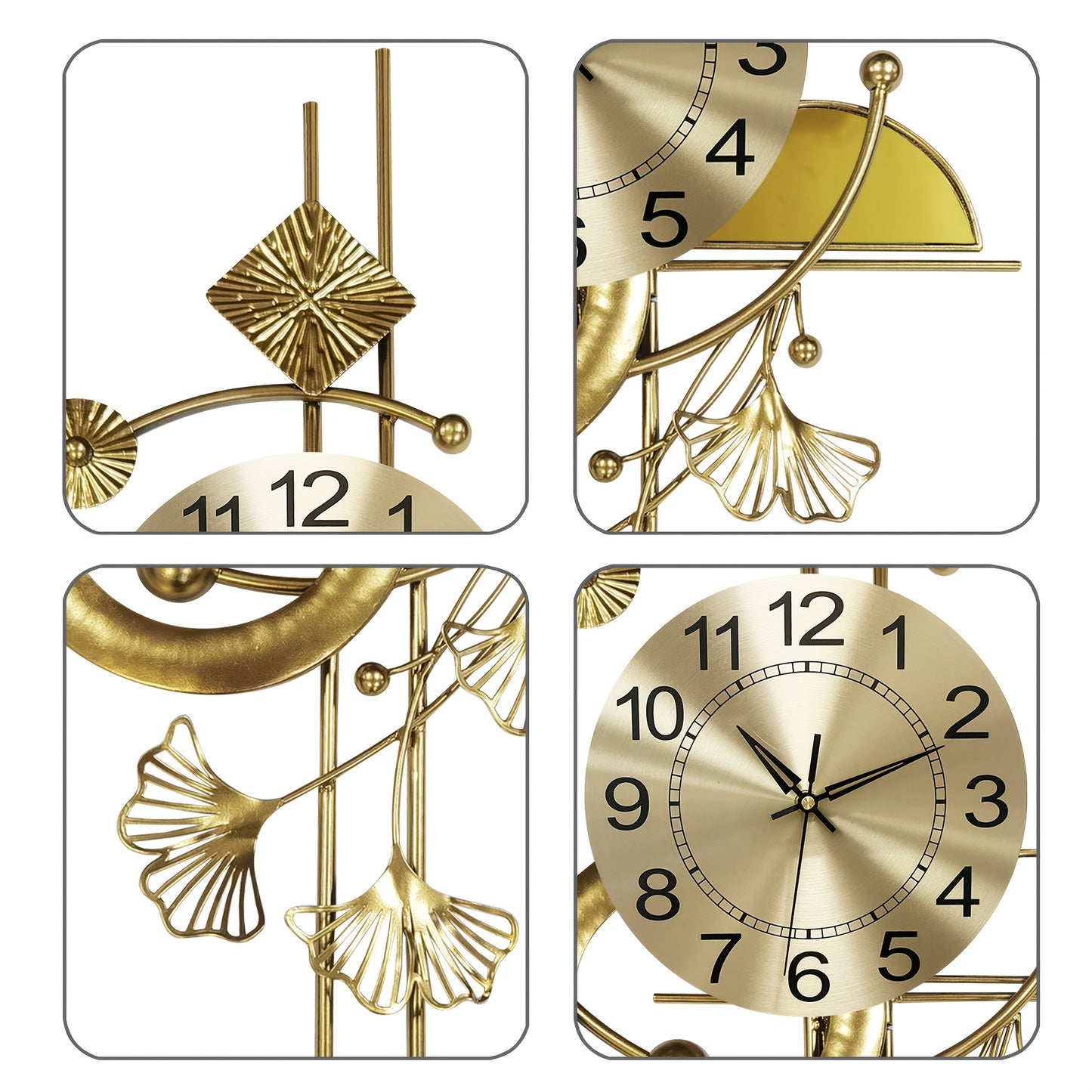 Modern Minimalist Wall Clock - Large Easy-to-Read Numbers, Golden-Tone Hands, Battery-Powered (AA Not Included) - for Living Room, Office, Bedroom - Scandinavian & Industrial Decor - Durable Iron Construction - 43.6x5x86cm (1