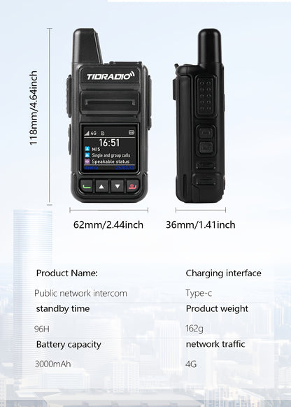 TIDRADIO M15 Global Walkie Talkies 4G POC with SIM Cards, Long Distance 5000 Miles Rechargeable Nationwide Unlimited Range Two Way Radios & USB-C Battery (2 Pack)