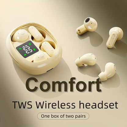 Ultra Small Mini Sleep, Short Handle Sports Wireless Earphones, HiFi Bass Stereo Dual Sound Quality 5.4 Wireless Earphones, Comfortable Noise Reduction Wearing, High-definition Digital Display With Microphone, Ultra Long Stan