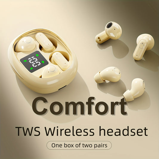 Ultra Small Mini Sleep, Short Handle Sports Wireless Earphones, HiFi Bass Stereo Dual Sound Quality 5.4 Wireless Earphones, Comfortable Noise Reduction Wearing, High-definition Digital Display With Microphone, Ultra Long Stan