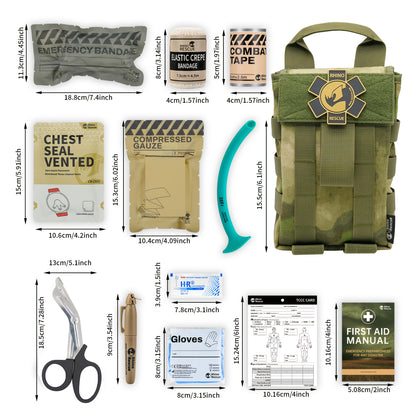 Campus Medical, RHINO RESCUE-001m Emergency Kit, IFAK Trauma Kit, Including Molle System, Medical Bag, Suitable for Cars, Travel, Hiking,, First Aid Kit, Emergency Preparedness, Portable Medical Bag, Lightweight Kit, Highqual
