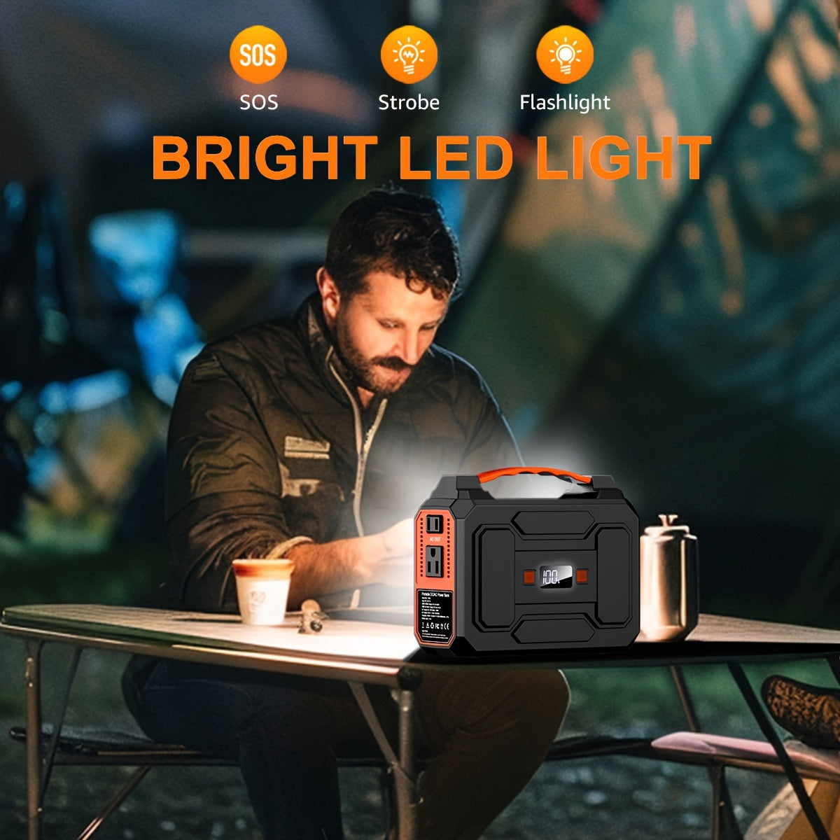 300W/100W Portable Power Station Solar Generator, (Solar Panel Optional), 146Wh/260Wh/296Wh High Capacity Battery Pack, With 2x 110V AC Outlet, DC USB C Port, LED Light, Power Bank For Outdoor Camping Hiking Road Trip Cycling