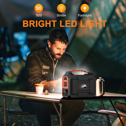 300W/100W Portable Power Station Solar Generator, (Solar Panel Optional), 146Wh/260Wh/296Wh High Capacity Battery Pack, With 2x 110V AC Outlet, DC USB C Port, LED Light, Power Bank For Outdoor Camping Hiking Road Trip Cycling