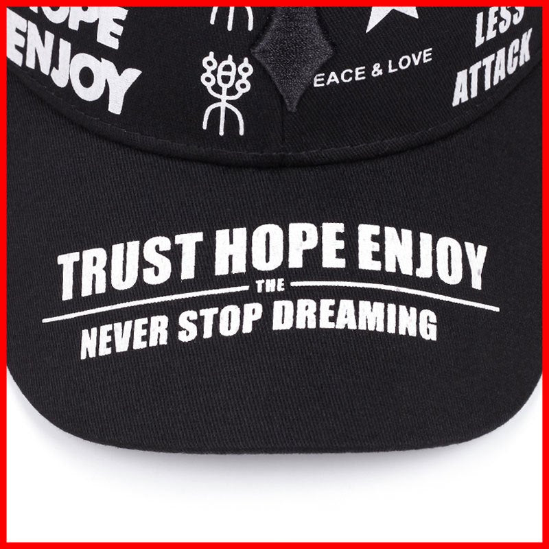 2pcs Baseball Cap & Mask Set - "Trust Hope Enjoy" Inspirational Print, Black with White Text, Adjustable Snapback, Breathable Mesh Back, Perfect for Sports & Casual Wear, Casual Headwear | Trendy Baseball Cap | Comfortable Fi