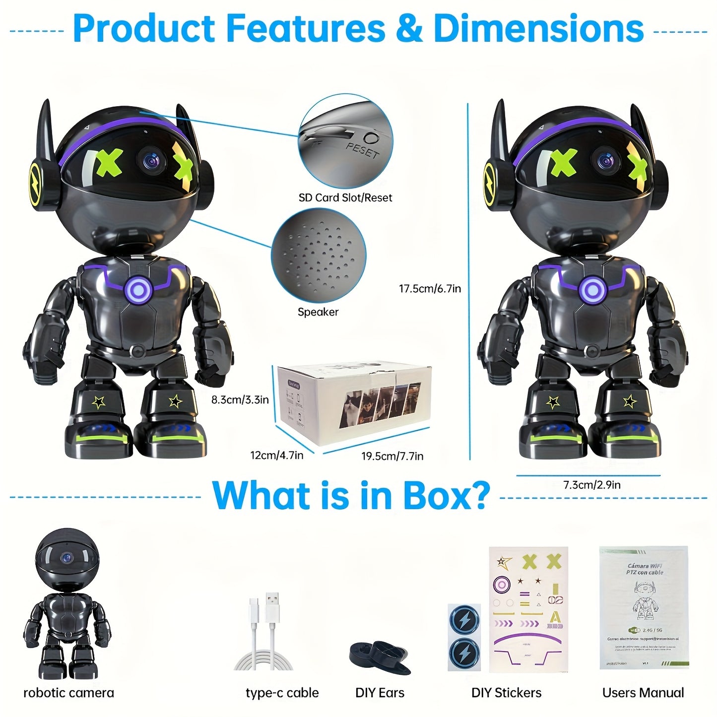 4MP QHD Pets & Baby Camera Monitor, Indoor Security Camera 5G&2.4GHz WiFi Robot Camera, 360° Panoramic Night Vision, 2-Way Audio, Motion Detection Alerts, Pet Camera Indoor With Phone App, Alexa Compatible, Dog Cat Camera, W