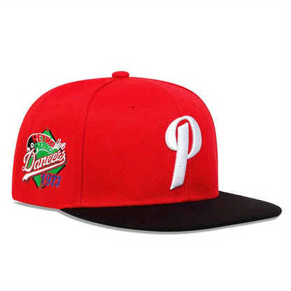 Unisex Adjustable Snapback Baseball Cap with 'P' Letter Embellishment - Lightweight Hip-Hop Hat for Men & Women, Spring/Summer Outdoor Casual Wear, Multi-Color Options (, Red, Green, Orange, Grey) - Durable Non-Stretch Fit, S