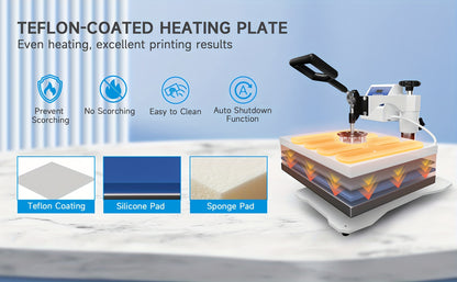 6 In 1 Heat Press Machine 11.5x15 Inch 360 Degree Rotating T-Shirt Press Machine - Heat Transfer Machine For T-Shirts, Mugs, Hats, Plates