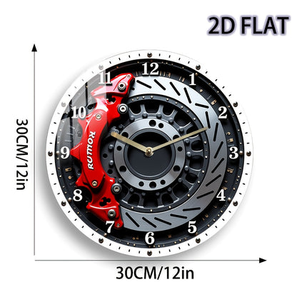 12-Inch Round Wall Clock with a Silent Brake Disc And Gear Design, Made of Acrylic, Featuring Quartz Movement And Battery Operation (AA Batteries Not Included). Ideal for Use in Bedrooms, Kitchens, Study Rooms, Garages, As Ch