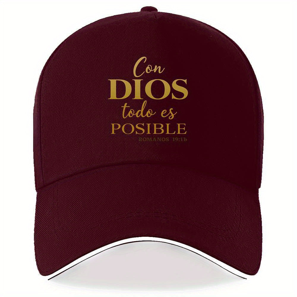1pc Men's Spanish Inspirational Baseball Cap with Romans 4:17 Bible Verse - Adjustable Snapback, Lightweight Non-Stretch Fabric, Black & Golden Lettering for Running, Gym, Outdoor Sports - Christian Faith Hat for Men