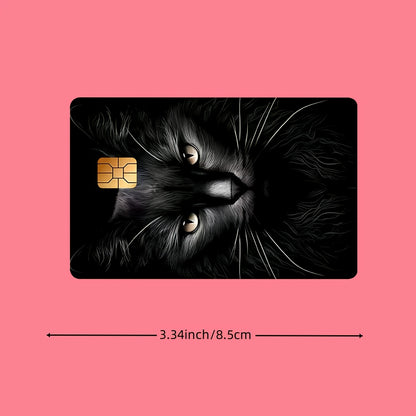 Angry Cat Pattern Waterproof Sticker Credit Card Beige Cover, Ultra-Thin, High-Quality, Scratch-Resistant, Suitable for Credit Cards, Bank Cards, Bus Cards, Removable Self-Adhesive for Most Cards, Ideal Gift for Friends, Deco