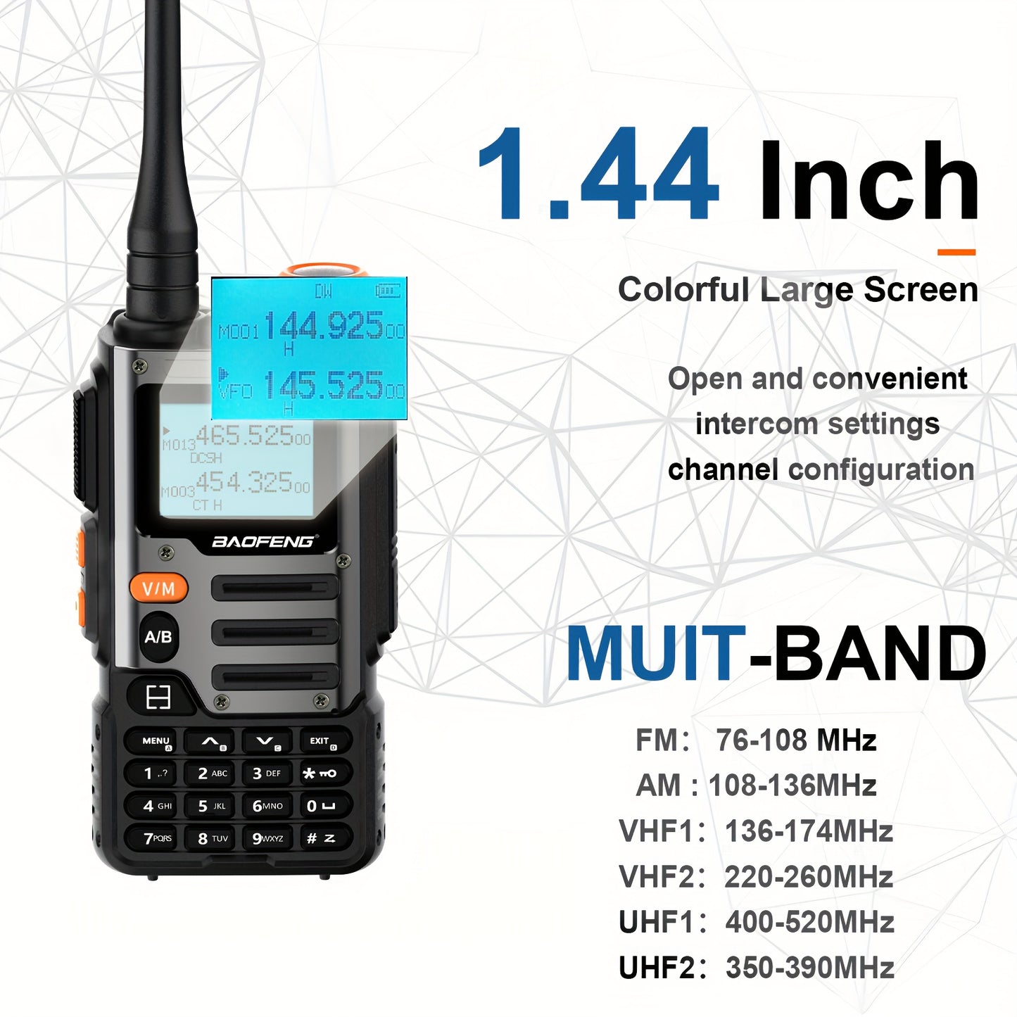 1/2 Packs Baofeng UV-K6 Walkie Talkie Air Band Radio TYPE-C K6 Charge 2600mAh UHF VHF DTMF FM NOAA Wireless Frequency Two Way Radio