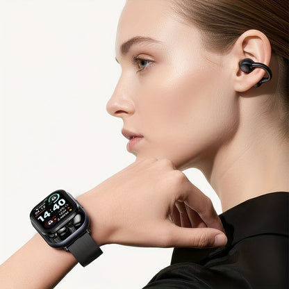 New 2-in-1 Multifunctional with Silicone Strap, Black/Silver 2 Colors Available, Supports Call Reception, 2.01-Inch HD Screen, TWS Wireless Earbuds, Birthday Gift, Valentine'S Day/father'S Day/halloween/christmas Present