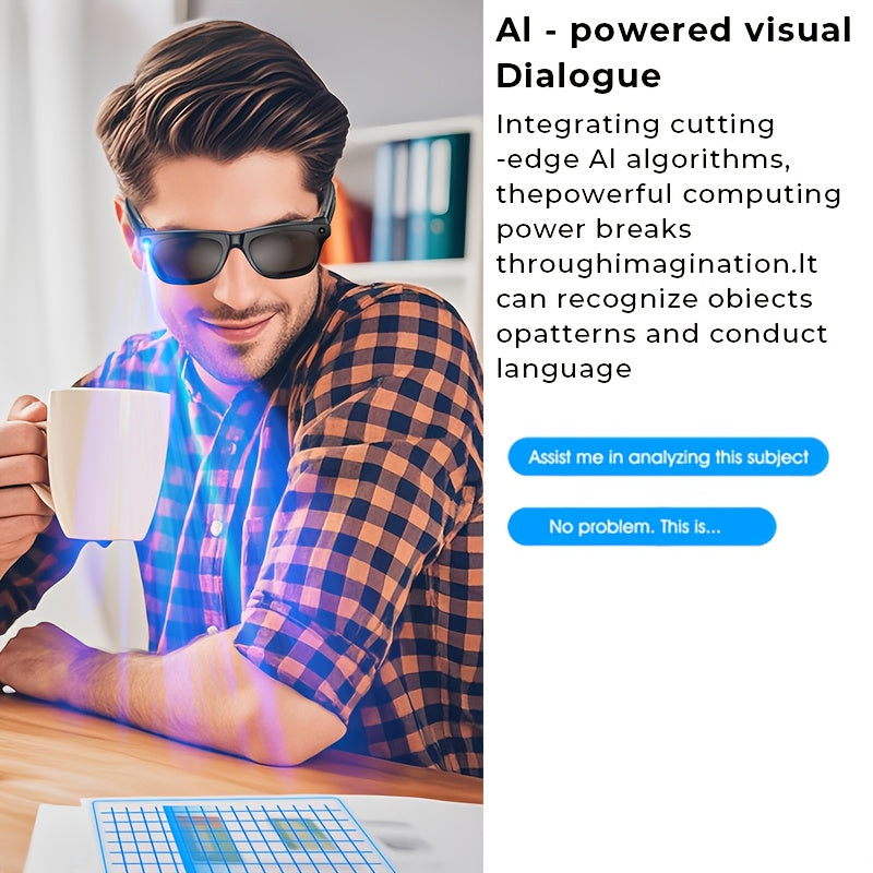 The New Smart Glasses Support Touch Control And AI Chat, GPT Large Model AI Intelligence, Wireless Calls, High-definition Music Anti-shake Shooting, Real-time Translation, Blue Light Protection, Dual-microphone Noise Reductio