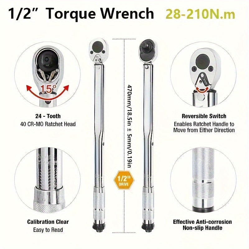 NEW Torque Preset Torque Wrench Multifunctional Multipurpose Torque Tool Kit for Mobile Phone Repair and Auto Repair, Portable Torque Wrench, Mobile Phone Repair Tool, Sleek Metallic Finish, Robust Construction