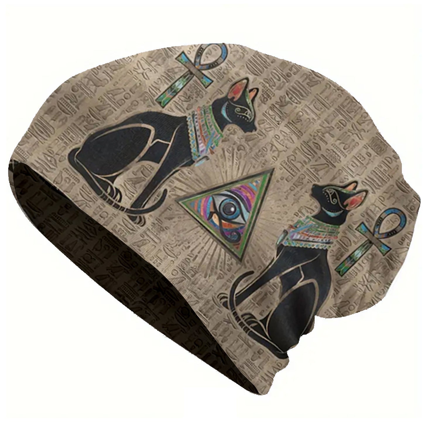 1pc Egyptian Thin Hat Hip Hop Hat Men's Warm Ancient Egyptian brimless beanie Retro floral print Fashion print thief hat - Fashionable men - Warm, durable and fashionable - Iconic artwork design