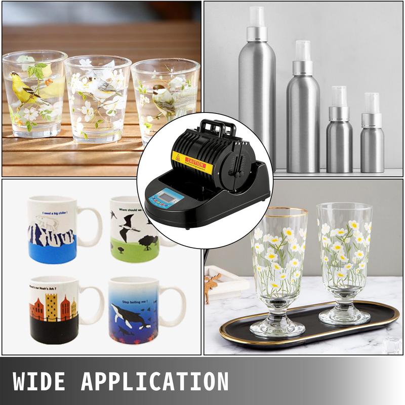 1300W Mug Heat Press Machine | 110V Black Sublimation Heat Press for Transferring Pictures on 11oz Mugs, Glasses, and Cups with Digital Control Display