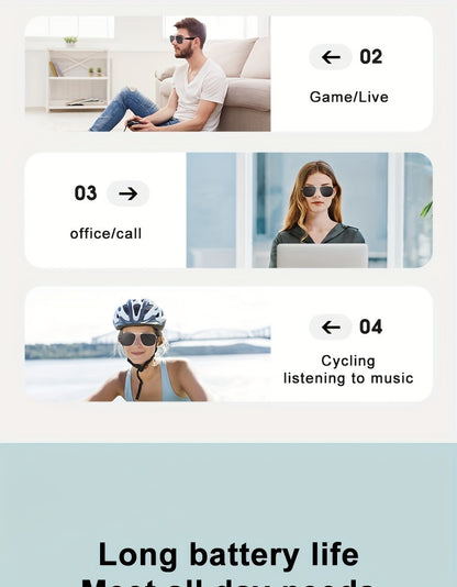 5.3 wireless glasses headset, sunglasses sports, smart wireless glasses, sports glasses, wireless calls, music playback, pilot sports glasses, cycling glasses wireless headset, sports outdoor cycling glasses, suitable for men