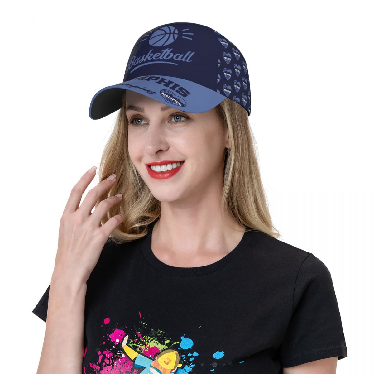 Memphis Baseketball Baseball Cap Adjustable City Print Snapback Hat Game Day