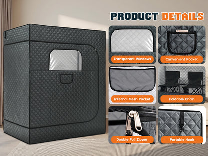 LUXOAK Portable for home Steam Sauna Tent for Two - No Electricity Needed, Quick Setup & Compact Design with Ventilation System, Spacious Interior for Couples, Gym, Spa, or Personal Use - Ideal for Home, Travel, or Commercial