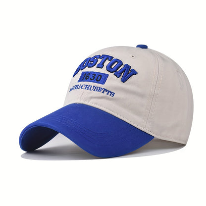 Boston Lettering Baseball - Adjustable Snapback Hat with Curved Brim, Lightweight All-Season Outdoor Sports & Casual Wear, / Color Options