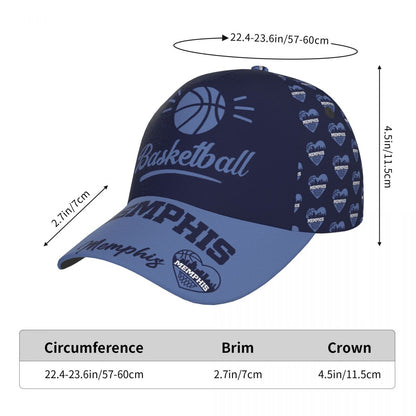 Memphis Baseketball Baseball Cap Adjustable City Print Snapback Hat Game Day