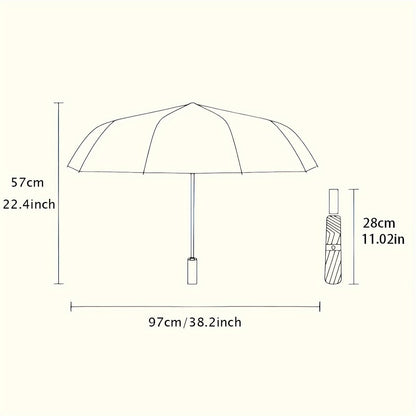 Automatic Open/Close Umbrella with Musical Notes & Treble Clefs - Windproof 8-Rib Compact Folding Umbrella, Portable Collapsible Design with One-Touch Button, All-Season Use for Musicians, Music Lovers - Ideal Christmas/Birth