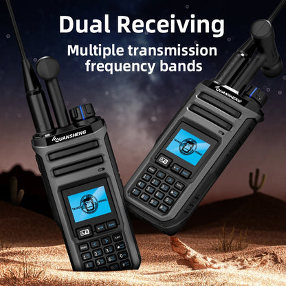 Quansheng UV-TK11 Dual Band Walkie Talkie - 10W High Power Two-Way Radio with NOAA Weather Alerts, 999 Channels, Type-C Charging & Battery, Global Intercom Compatible, Long Range Communication for Outdoor, Hiking, Emergency,