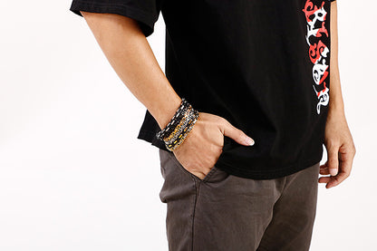 Punk Men's Orange Bicycle Bike Bracelets & Bangles Black Motorcycle Chain Bracelet Men Women Stainless Steel Biker Wrist Jewelry