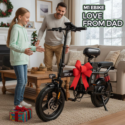 M1 Electric Bike For Adults,32 Miles Range,700W peak motor,20MPH Speed, 48V 20Ah Removable Battery, Dual Disc Brakes, Front And Rear Suspension & Commuter EBike, 14'' all-purpose tire, LCD Mileage Display