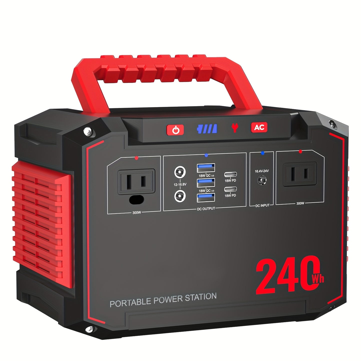 150W/300W Portable Camping Power Station 88.8Wh/111Wh/240Wh With 30/60W Solar Panel Or 88.8Wh/240Wh.with 2*AC/USB-C PD/USB QC3.0/DC Output, LED Emergency Power Light For Outdoor Camping, RV Traveling, Emergencies For Christma