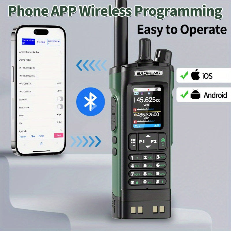 Baofeng UV-32 10W GPS Two-Way Radio, U/ V Cross-Band Repeater, NOAA Weather Alert, Long Range UHF Handheld Walkie-Talkie Suitable for Hobbyists, Outdoor Activities, Camping, Hiking, Emergency Communication Equipment, Camping