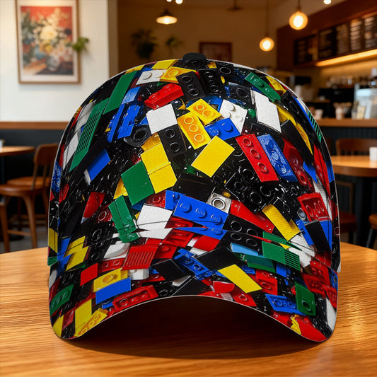 1pc 1pcs Adjustable Snapback Baseball Cap Suitable for Travel & Daily Wear - Lightweight Duckbill Hat with Building Blocks Print, Classic for Sizes, Casual Cap (Hand/Dry)