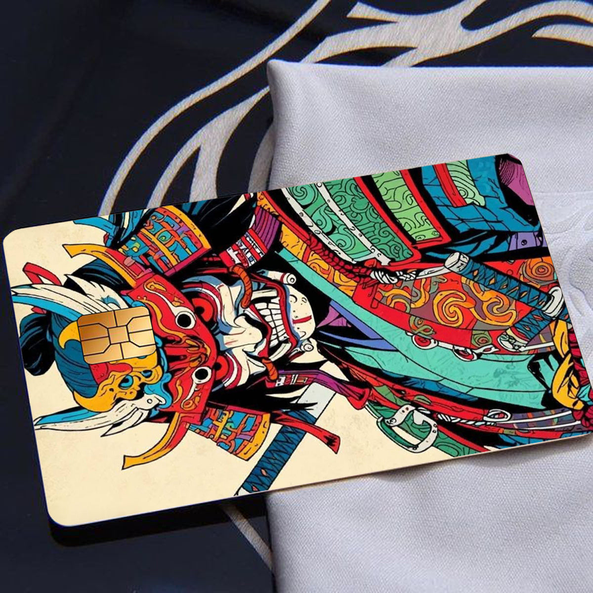 Japanese-style Samurai Pattern Sticker Set, Includes 4 Unique Designs, Durable Privacy Stickers Made of PVC Material, Suitable for Credit Cards, Transit Cards, Debit Cards, Keys, and More, Protects Bank Cards, Perfect as Part