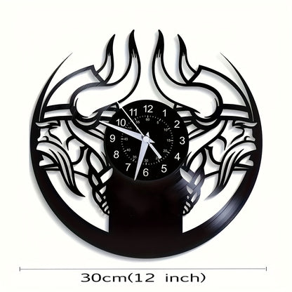 Viking Characters LED Vinyl Record Wall Clock, The Fjord Home Wall Clock Silent Clock Unique Design Wall Art Oginal Gift For Viking Fans Birthday, Halloween, Christmas, For Living Room Bedroom, Room Decor, Home Decor, Kitchen