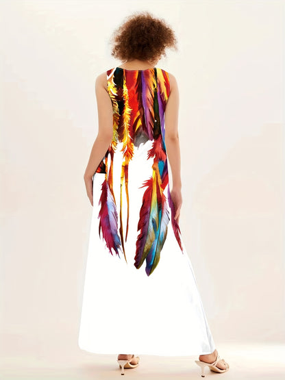 Casual Stylish Long Dress with a V-Neck, Flared Hem, And Pockets for Women