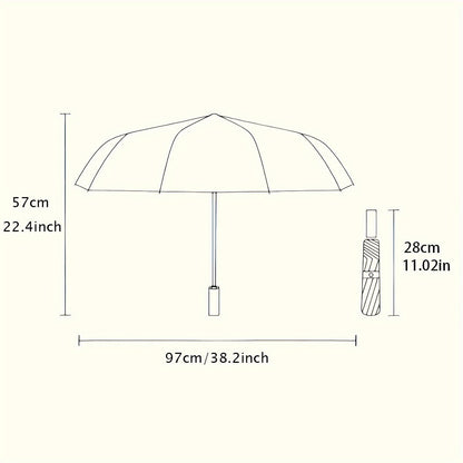 Automatic Opening/Closing Umbrella with Black Griffin & Grand Tartaria Emblem - 8-Rib Windproof Design, Automatic Folding/Unfolding, Compact & Portable Collapsible Umbrella with Ergonomic Handle - Ideal for Travel, Christmas/