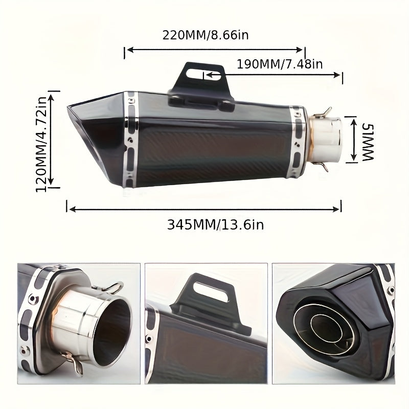 1pc Stainless Steel Motorcycle Exhaust Universal Fit, 51mm Connection Pipe with DB Killer Sticker, for HONDA Yamaha NC700 Z900 GSXR1000 SV650 R6 R3 ZX6R ZX10 K7 MT07 Z1000 and More Street Sport Bike Performance Upgrade – Su