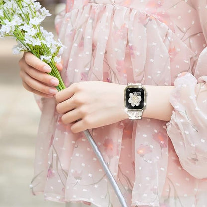 Sparkling Synthetic Zirconia - Embellished Zinc Alloy Apple Watch Strap, Stainless Steel Clasp, Compatible with iWatch 1 - 10, SE, Ultra (38 - 49mm) Excluding the watch and the case, Strap for Smart Watch, Watch Accessories,