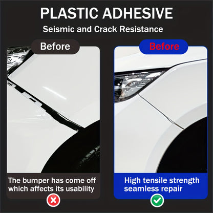 KJM Heavy-Duty Plastic Adhesive Glue Suitable for Car Bumper Repair, Liquid Bonding Agent for Auto Body Parts, Crack Fix & Resin Glue for Plastic Panel Fix, DIY Vehicle Maintenance, Compatible for Bumper, Mirror Base & Panel
