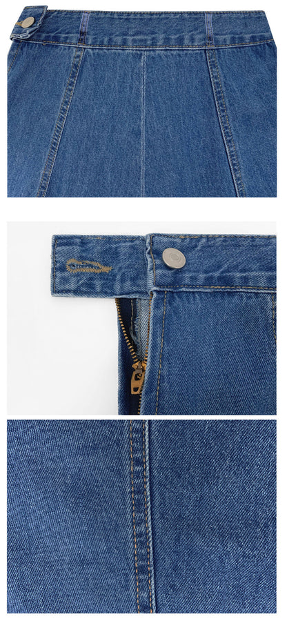 Denim Mid-length Skirt Women's Spring and Autumn High Waist 200 Jin Mid-length Skirt Student Korean-style ins Large Size Loose Denim Skirt