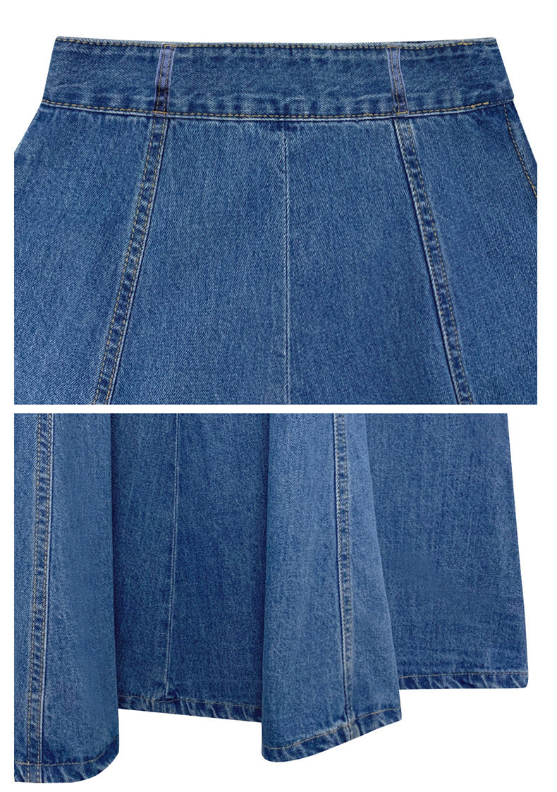 Denim Mid-length Skirt Women's Spring and Autumn High Waist 200 Jin Mid-length Skirt Student Korean-style ins Large Size Loose Denim Skirt