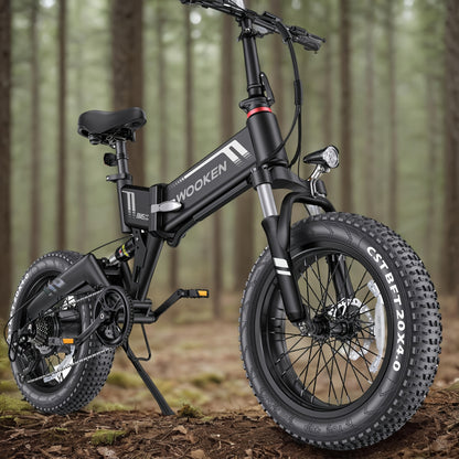 Wooken 20''X 4.0 Fat Tire Electric Bike, 749W Peak Strong Power Electric Bicycle With 48V 10Ah Battery, Professional 7 Speed EBike, Updated LCD Display Electric Dirt Bike, Shock Absorber, Ebike For Mountain Beach Snow