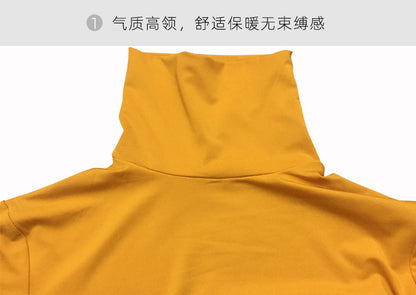 2025 Cross-border Autumn and Winter Basic Bottoming Women's Wear European and American Simple High Neck Long Sleeve Slim-fit bodysuit