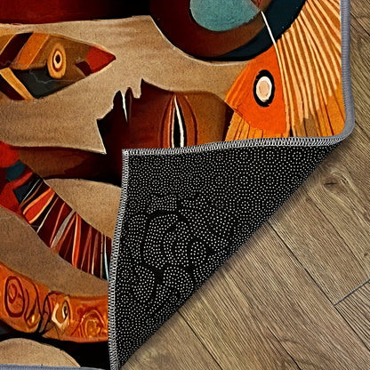 Vibrant Abstract Design Decorative Mat - Soft, Durable, Machine Washable, Non-Slip Backing, 7mm Thick, 800g/sq.m, Perfect for Kitchen, Living Room, Bedroom, Bathroom, and Outdoor Spaces, Rugs for Living