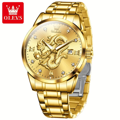 OLEVS New Luxury Business Luminous Quartz Stainless Steel Watches for Men Original Top Brand Fashion Men'S Wrist Watches Golden Trend High Quality Best Selling Men'S Watches, Fashion Watches for Men, Mechanical Watches for Me