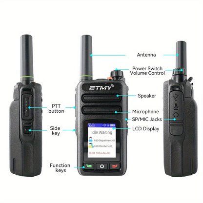 Nationwide LTE Walkie-Talkie - Two-Way Radio - Unlimited Range POC Two Way Radios Set, Field Operations, Emergency Communication, Handheld Device, Compact Design, Highquality Build, Reliable Performance, Communication Device,