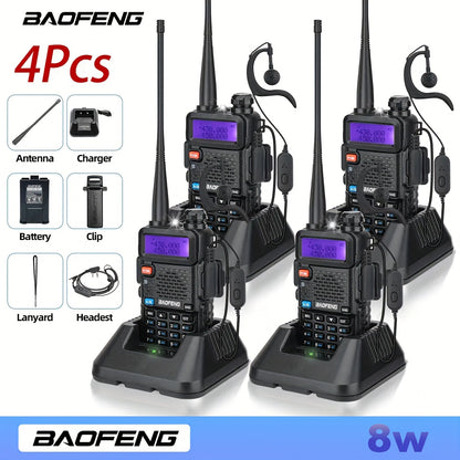 2 Baofeng Walkie Talkies, Handheld Rechargeable Two-way Radio, Long-distance Portable Radio with Speaker Microphone Programming Cable And NA-771 Long Antenna, Suitable for Travel, Survival, Hiking, Cycling, Work, Camping, Fis