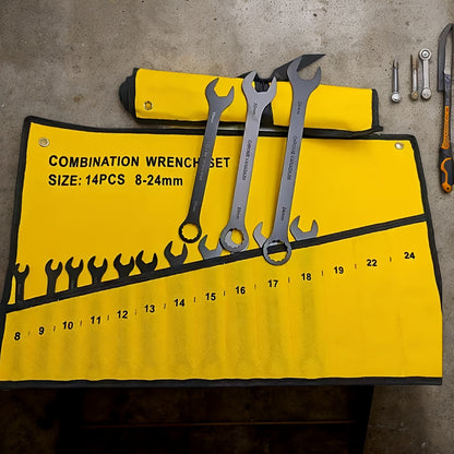 14pcs Industrial-Grade Dual-Purpose Combination Wrench Set - Ultra-Thin 3mm Thick, Manganese Steel, Interchangeable Box-End & Open-End, Durable & Wear-Resistant, Ideal for Home Decor, Outdoor Maintenance, and Electric Vehicle